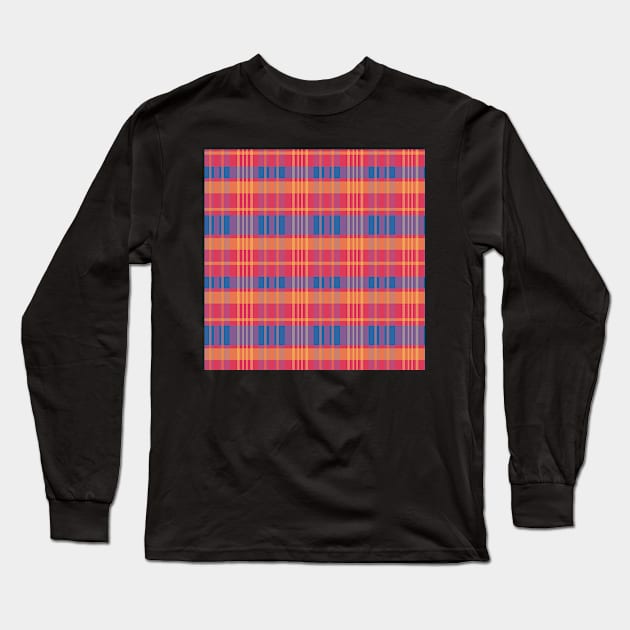 Vaporwave Aesthetic Calan 2 Hand Drawn Textured Plaid Pattern Long Sleeve T-Shirt by GenAumonier